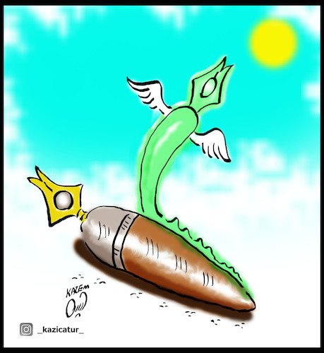 Cartoon: start of end (medium) by Hossein Kazem tagged start,of,end