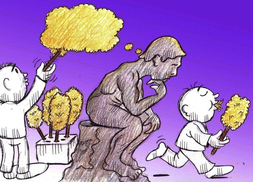Cartoon: thinker (medium) by Hossein Kazem tagged thinker