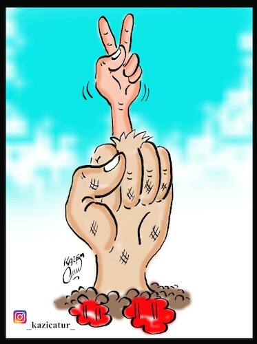 Cartoon: victory (medium) by Hossein Kazem tagged victory