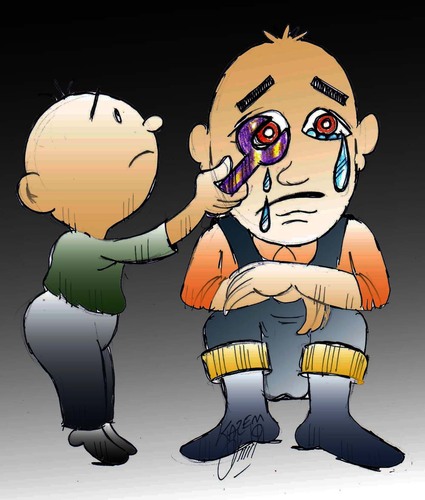 Cartoon: worker tear (medium) by Hossein Kazem tagged worker,tear