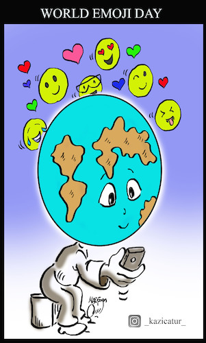 Cartoon: World Emoji Day (medium) by Hossein Kazem tagged world,emoji,day