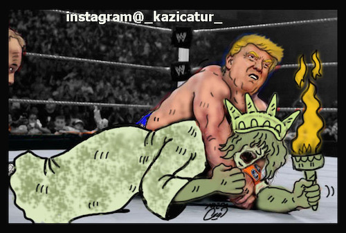 Cartoon: wwe trump (medium) by Hossein Kazem tagged wwe,trump