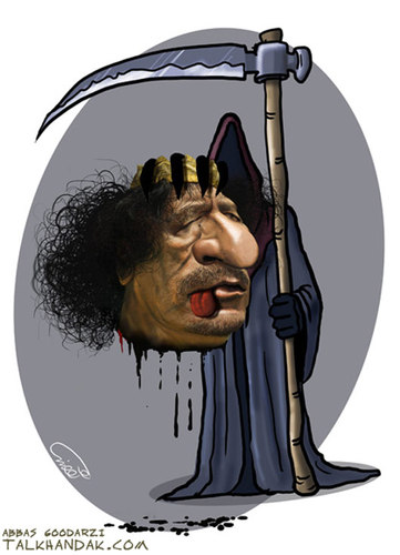 Cartoon: Gaddafi was killed (medium) by goodarzi tagged gaddafi,killed,abbas,goodarzi,death,zrayyl,dos,blood,head,language,libya,revolution,murder