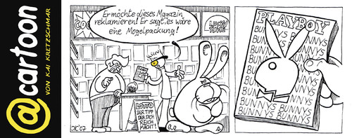 Cartoon: Playboy (medium) by kunstkai tagged zeitschrift,enttäuschung,rammler,hase,bunnys,bunny,playboy,kunstkai,cartoon