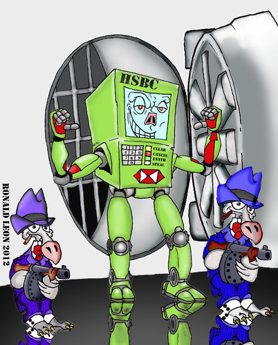 Cartoon: O.G.4g...Super Villain (medium) by DaD O Matic tagged hero,villain,justice,hsbc,doj,crime