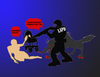 Cartoon: American Anti Hero (small) by DaD O Matic tagged christopherdorner,lapd,coruption,assasination,drones