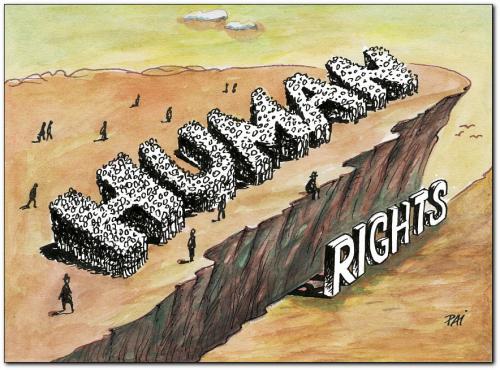 Cartoon: human rights (medium) by penapai tagged mankind,,menschenrechte,militär,waffengewalt,diktatur,demokratie,marsch,service,schutz,pressefreiheit,grundrechte,meinungsfreiheit,ungerechtigkeit,liberalisierung,demonstration,klippe,abstand,loch,riss,abgrund