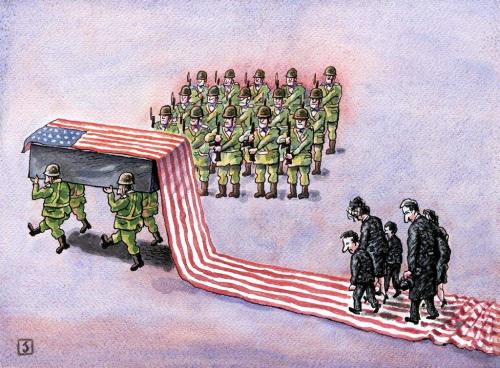 Cartoon: last salute (medium) by penapai tagged flag,soldiers,dead,usa,amerika,trauer,tod,sterben,soldat,krieg,sarg,beerdigung,familie,opfer,begräbnis,staatsbegräbnis