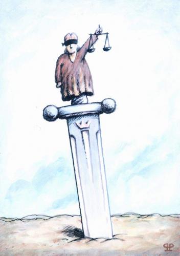 Cartoon: lex 2 (medium) by penapai tagged marionette,justiz,gesetz,justitia,gerechtigkeit,statue,gericht,schwert,marionette,manipulation,puppe,theater,handpuppe