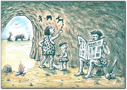 Cartoon: stone age 1 (medium) by penapai tagged newspapers,women,neandertaler,urmensch,steinzeitmensch,höhle,höhlenmalerei,kultur,steinzeit,malerei,sprache,zeitung,presse,news,nachrichten,fortschritt,entwicklung