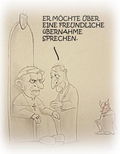 Cartoon: neue Partner (medium) by philipolippi tagged papst,teufel,kirche,übernahme