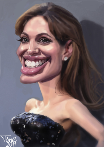 Cartoon: Angelina Jolie (medium) by Toniokarikatura tagged film,star,hollywood,lora,croft