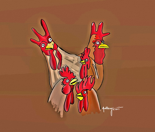 Cartoon: chickens (medium) by tonyp tagged arp,cats,pot,arptoons,wacom,dogs,animals,games,cartoons,space,dreams,music,ipad,camera,tonyp,chickens