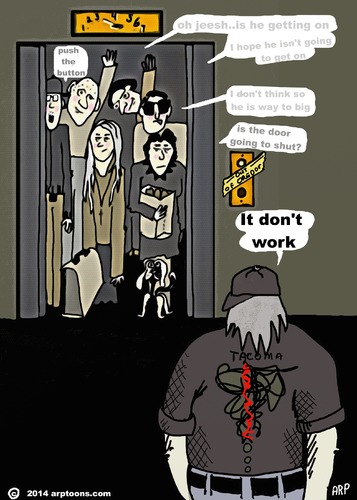 Cartoon: Elevator predigests (medium) by tonyp tagged arp,elevator,arptoons,fat,people,rude