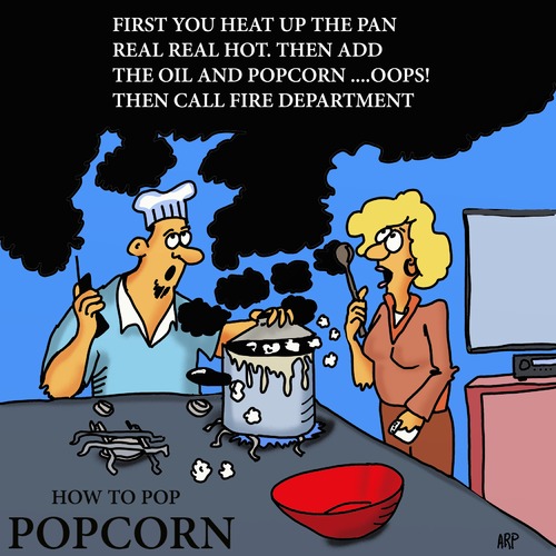Cartoon: HOW TO COOK POPCORN (medium) by tonyp tagged arp,tonyp,arptoons,wacom,draw,popcorn,cooking,stove