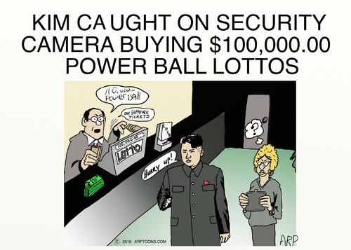 Cartoon: KIM BUYING LOTTO TICKETS (medium) by tonyp tagged arp,lkim,yung,lotto,power,ball,usa