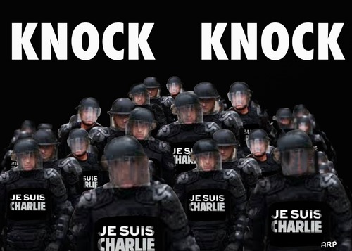 Cartoon: KNOCK KNOCK (medium) by tonyp tagged suis,je,charlie,arptoons,knock,arp
