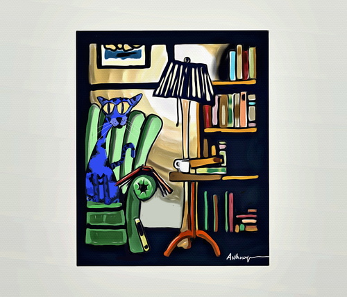 Cartoon: My chair (medium) by tonyp tagged cat,chair,arp,tonyp,books