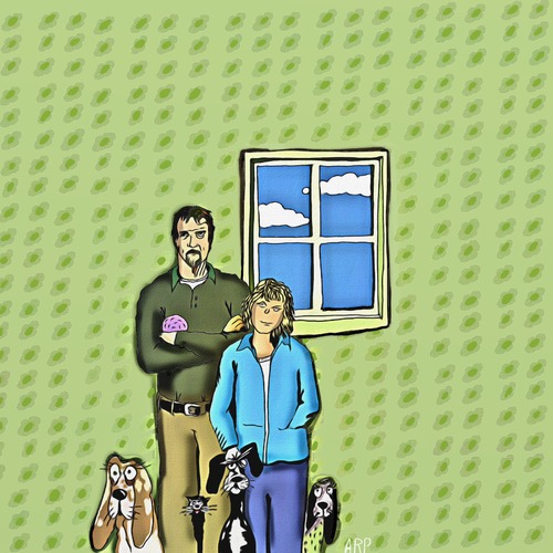 Cartoon: My family (medium) by tonyp tagged arp,colleen,family,dogs,dog,tonyp,arptoons,gang,band,music,tin,man,paul,sawtelle