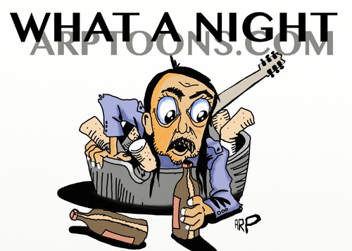 Cartoon: Oh what a night (medium) by tonyp tagged arp,night,ashtray,music,drunk
