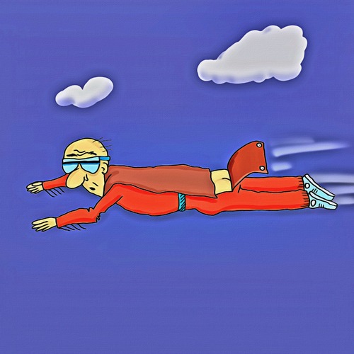Cartoon: old flying man (medium) by tonyp tagged arp,tonyp,arptoons,man,flying,red