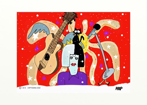 Cartoon: REDGIRL (medium) by tonyp tagged arp,red,girl,cat,music,guitar,arptoons
