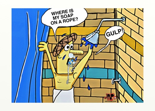 Cartoon: SOAP ON THE ROPE (medium) by tonyp tagged arp,soap,rope,shower,bath,lost