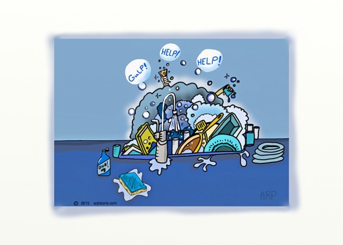 Cartoon: Too Much dishes HELP (medium) by tonyp tagged arp,dishes,soap,arptoons,help