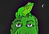 Cartoon: Froggy and Green (small) by tonyp tagged arp green frog man arptoons sitting friends