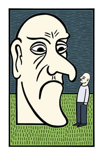 Cartoon: My big head (medium) by baggelboy tagged big,small
