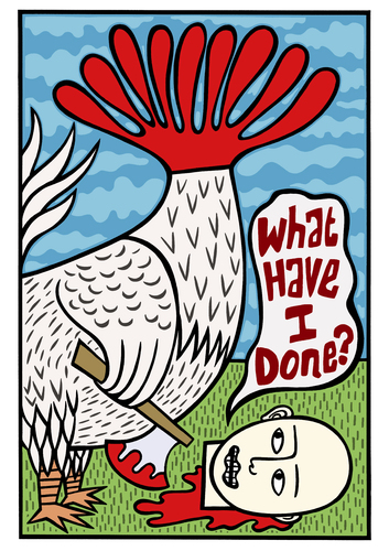 Cartoon: My own undoing (medium) by baggelboy tagged chicken,axe