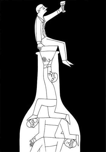 Cartoon: Upwardly mobile (medium) by baggelboy tagged top,bottle,society