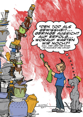 Cartoon: Die Rückkehr des Spülers (medium) by dogtari tagged der,herr,dogge,deutsche,dane,great,ringe,lord,of,the,rings,dogtari,bruno