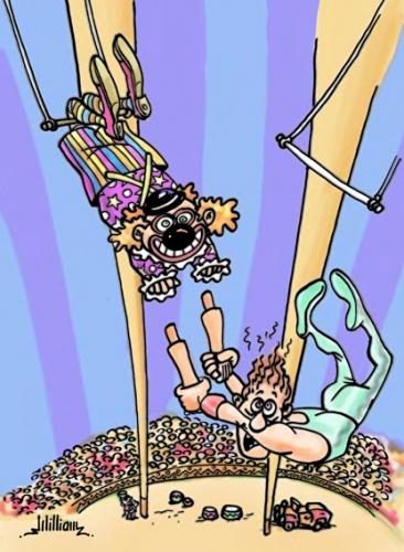 Cartoon: Crazy clown new version (medium) by William Medeiros tagged clown,trapeze,circus,accident,tragedy