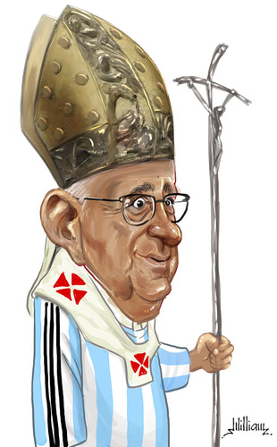 Cartoon: Papa Francisco I (medium) by William Medeiros tagged pope,papa,francisco