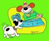Cartoon: Footnote. (small) by daveparker tagged clown,slippers,dog