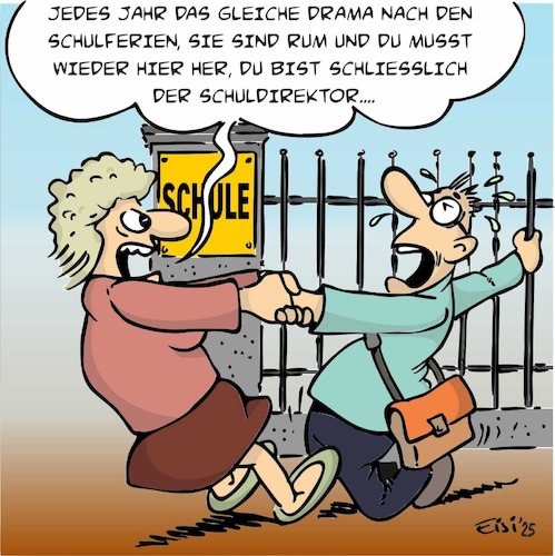 Cartoon: Schulebeginn (medium) by eisi tagged schule,ferien,lehrer