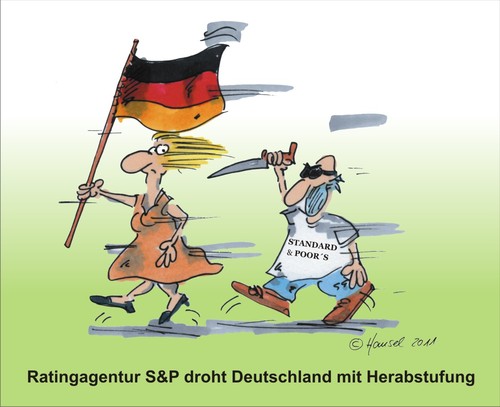 Cartoon: S und P droht Deutschland (medium) by Hansel tagged ratingagenturen