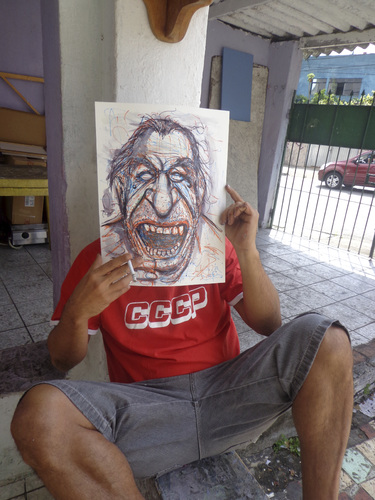 Cartoon: myself as Bukowski (medium) by juniorlopes tagged bukowski,bukowski