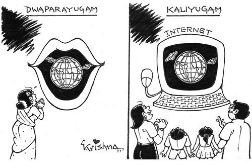 Cartoon: past-present (medium) by krishna_valluri tagged krishna