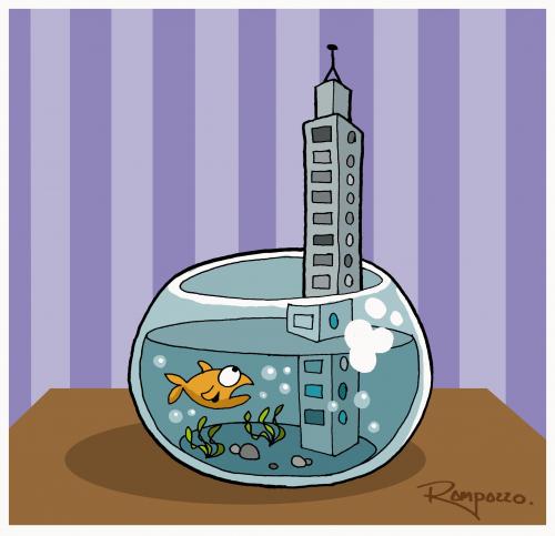 Cartoon: Arquiteture (medium) by Marcelo Rampazzo tagged arquiteture,illustration,illustrationen,fische,fisch,tier,tiere,wasse,aquarium,stadt,city,hochhaus,wolkenkratzer,bauen,expandieren,städtebau,wohnung,wohnen,architektur