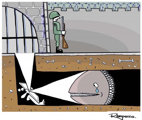 Cartoon: Prisioner (medium) by Marcelo Rampazzo tagged prisioner,,gefängnis,knast,bau,insasse,inhaftierter,spiegel,inhaftiert,eingesperrt,zelle,freiheit,gefangen,verbrecher,stäbe,krimineller,wache,flucht,ausbruch,gang,unterirdisch,fisch,tier,weinen