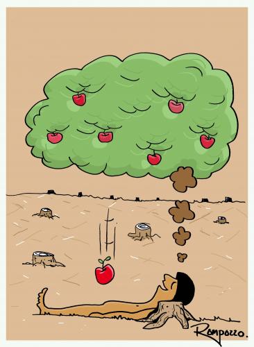 Cartoon: The Apple (medium) by Marcelo Rampazzo tagged frau,mann,adam,eva,sünde,apfelbaum,frucht,apfel,früchte,gedanken,traum,träumen,wunschvorstellung,wunsch,vorstellung,fantasie,nackt,wald,bäume,baum,rodung,waldsterben,umwelt,natur,umweltzerstörung,umweltschutz,klima,appetit,sehnsucht,globale erwärmung,globale,erwärmung