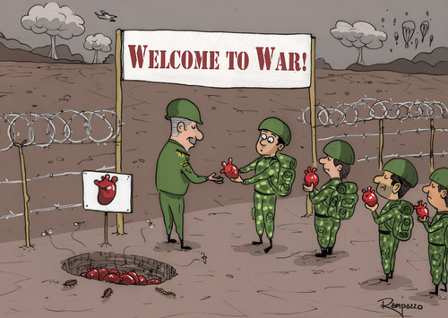 Cartoon: War (medium) by Marcelo Rampazzo tagged war,soul,human,bean,heart,death,war,soul,human,bean,heart,death