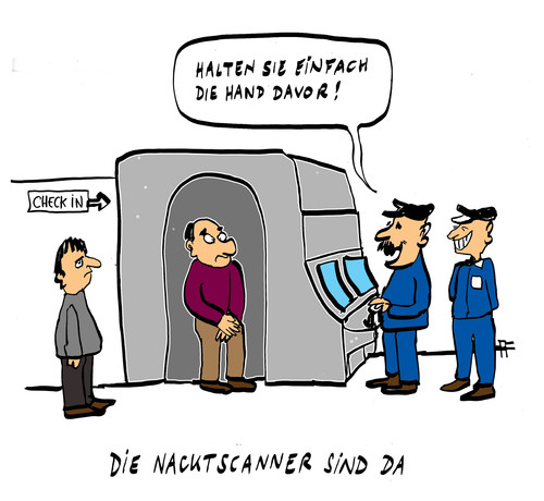Cartoon: nacktscanner (medium) by Florian France tagged nackt,scanner,flughafen,airport