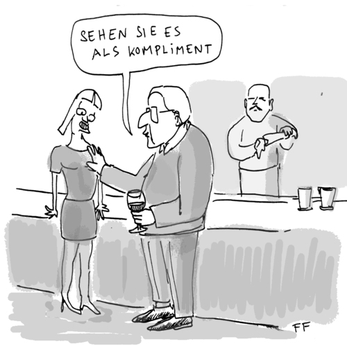 Cartoon: Sexismus II (medium) by Florian France tagged brüderle,fdp,journalisten,distanz,und,nähe,professionelle,kompliment,männer,frauen