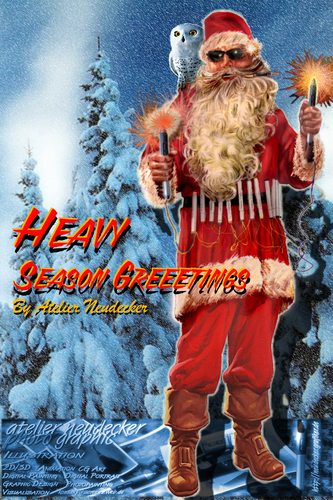 Cartoon: heavy season greetings (medium) by neudecker tagged season,greeting,card,santa,claus,nikolaus,christmas