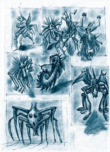 Cartoon: mini monsters (medium) by neudecker tagged sketch,drawing,illustration,art,comic,cartoon,animals,line,character