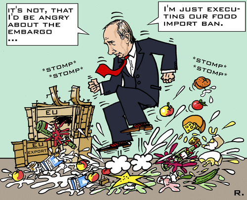 Cartoon: Execution (medium) by RachelGold tagged ukraine,usa,eu,russia,embargo,food,import,ban,putin