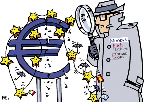 Cartoon: Hiobs Boten (medium) by RachelGold tagged eu,euro,rating,eurokrise